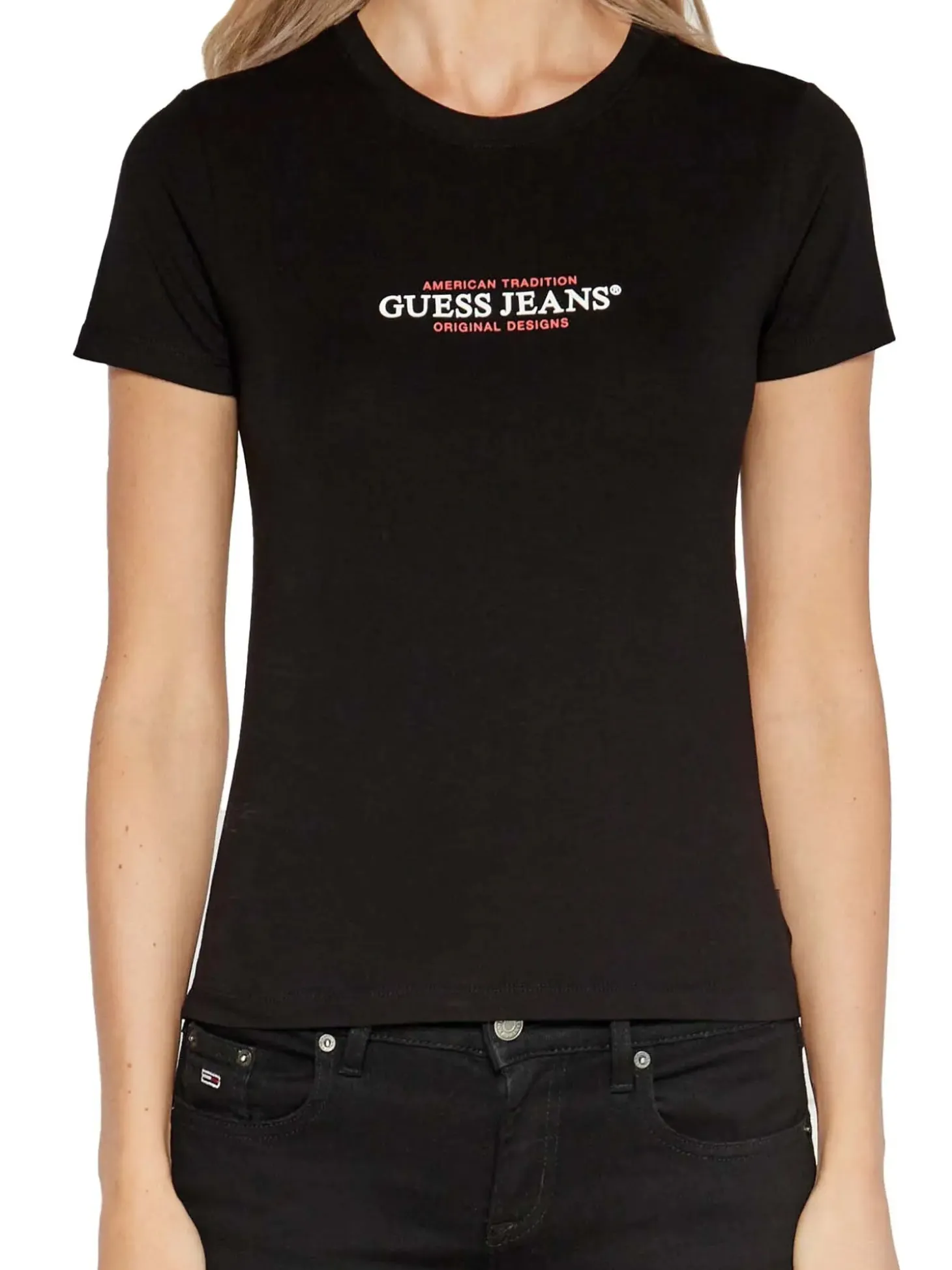 T-SHIRT DONNA - GUESS JEANS NERO - W4YI03 J1314