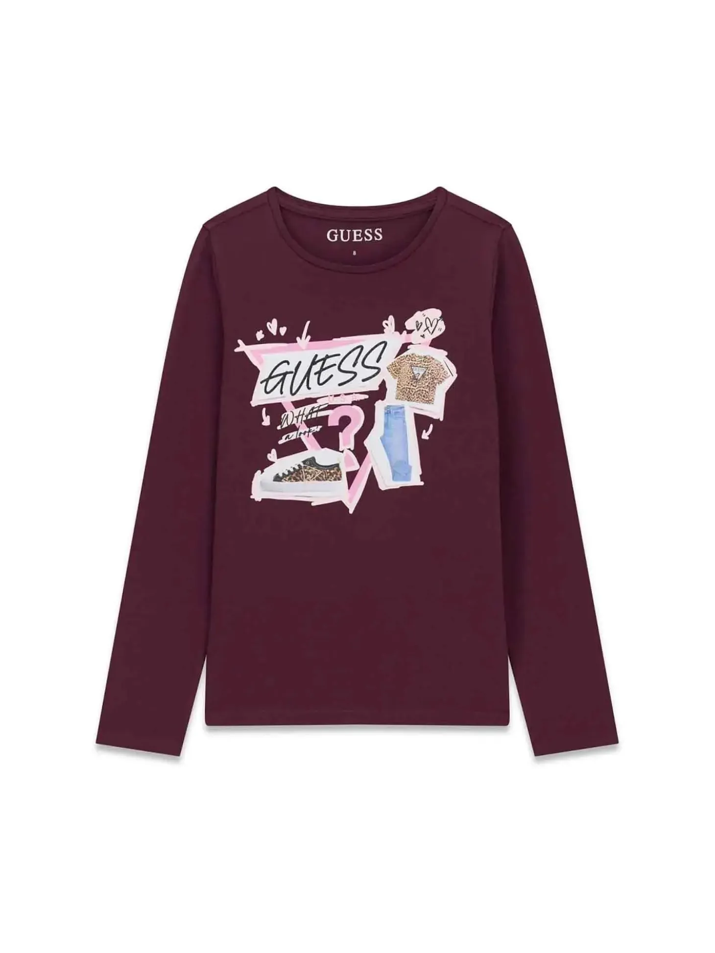 T-SHIRT RAGAZZA - GUESS KIDS BORDEAUX - J6YI01 K3664