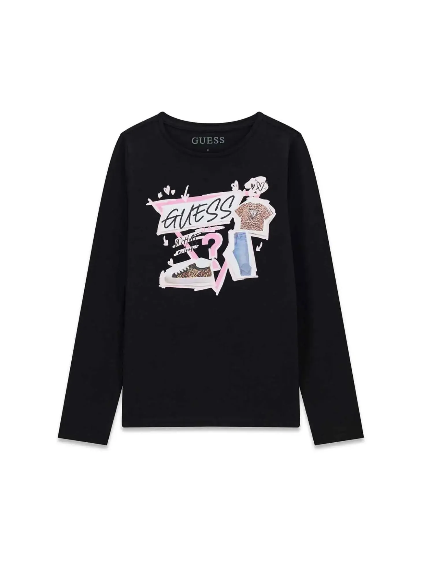 T-SHIRT RAGAZZA - GUESS KIDS NERO - J6YI01 K3664